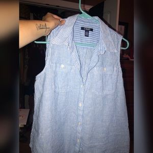Light Blue Striped Button Up Tank 💙